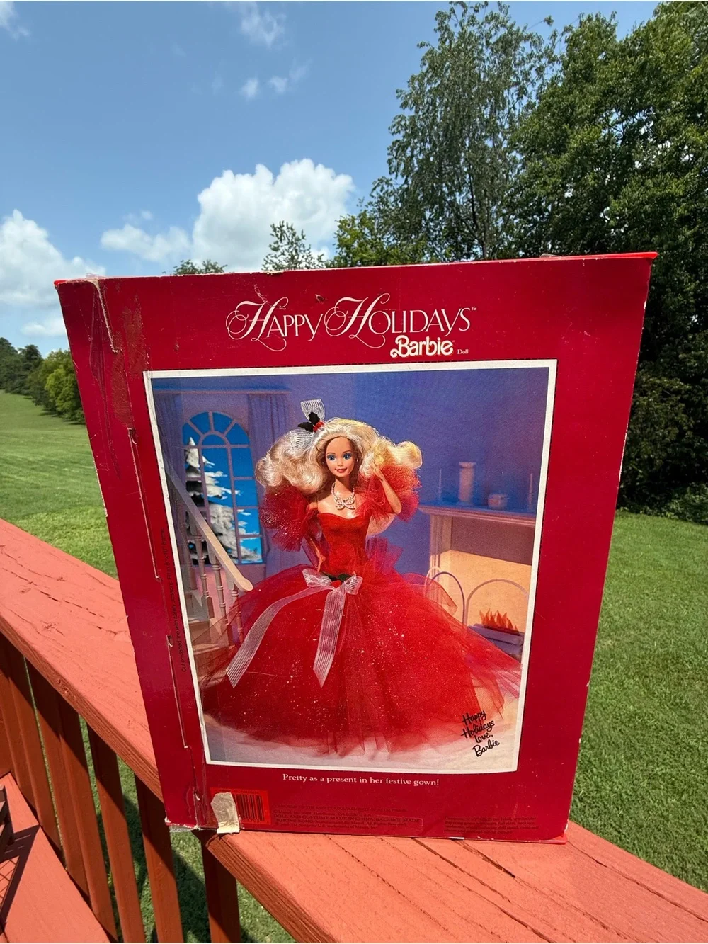 Vintage Barbie Holiday Doll in Red and Silver Gown 1988 1st Edition Doll
